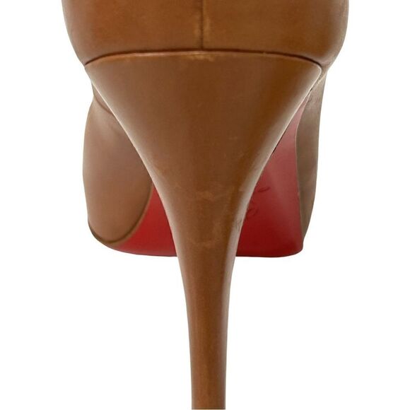 Christian Louboutin Very Prive 120 Peep-Toe  Heels Luggage Brown Size 39/9 - Picture 14 of 17